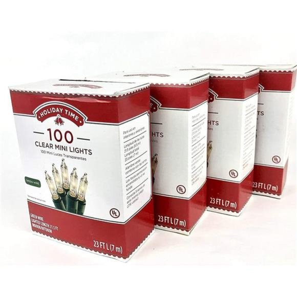 4 Pack 100 Clear Mini Light - 23 feet Green Wire, 92 feet...